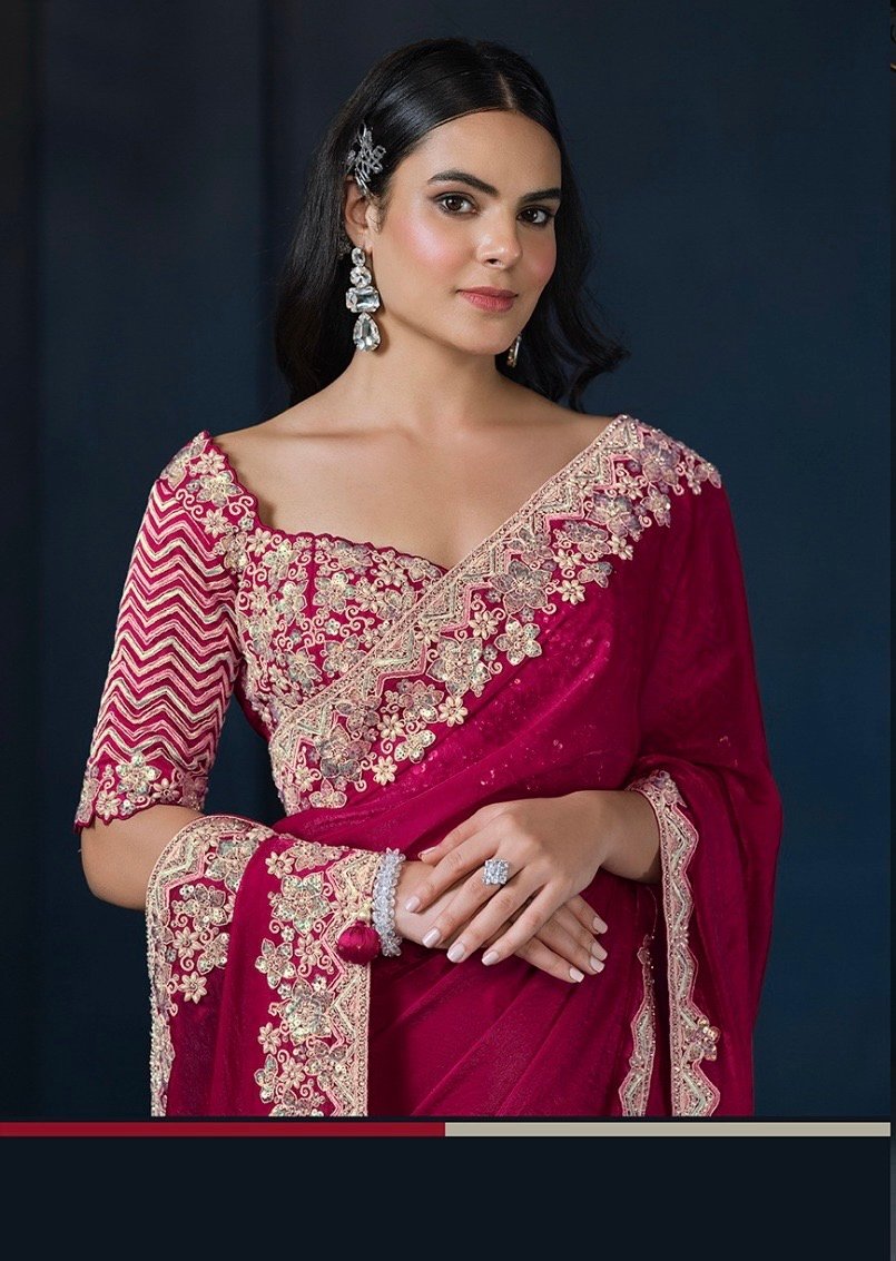 Saree Two Tone Satin Silk - Image 3