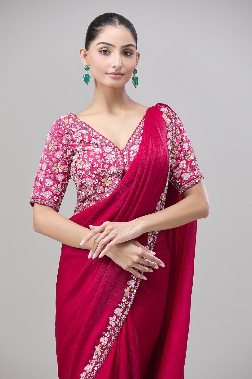 Predrapped Saree Two tone satin - Image 8