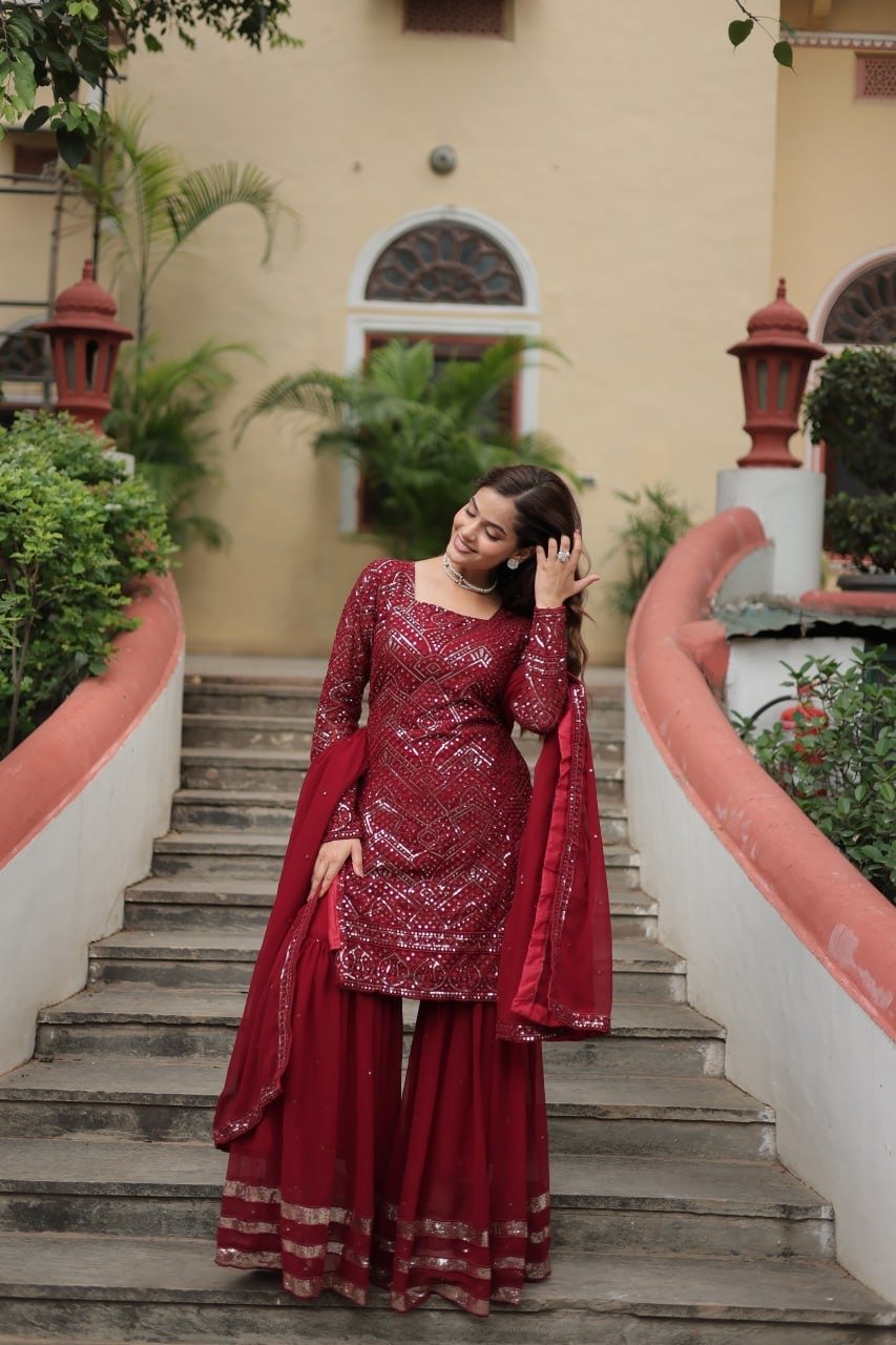 Kurti Plazo Set Faux Georgette - Image 6