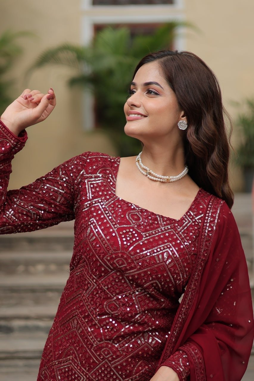 Kurti Plazo Set Faux Georgette - Image 5