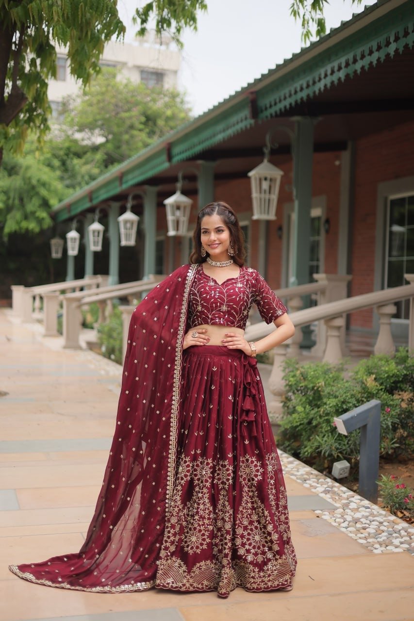 Lehenga Choli Rangoli Silk with Heavy Sequins & Thread Embroidered - Image 3