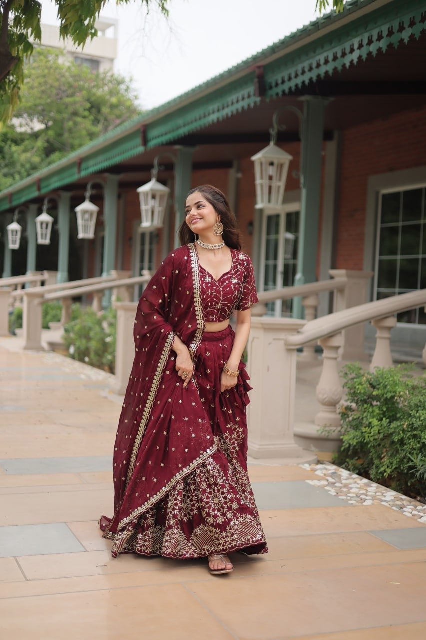 Lehenga Choli Rangoli Silk with Heavy Sequins & Thread Embroidered - Image 6