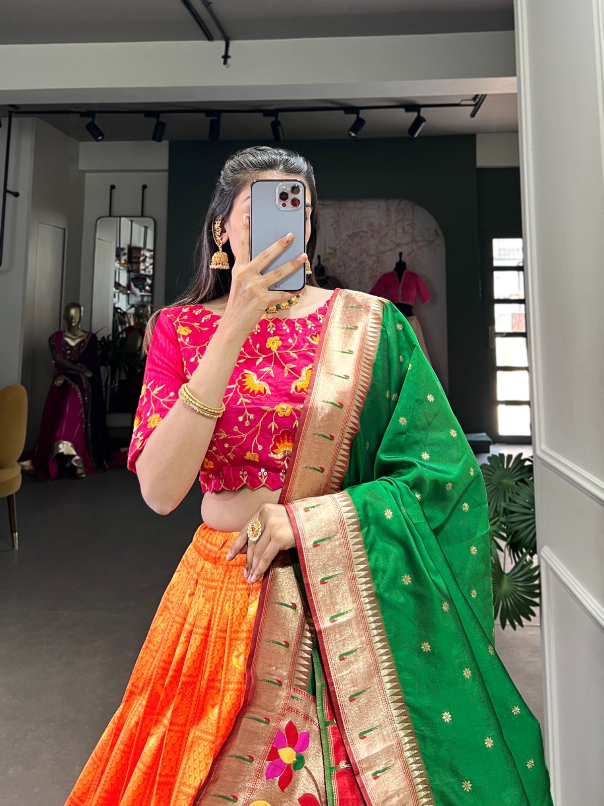 Lehenga Choli Jacquard Paithani - Image 6