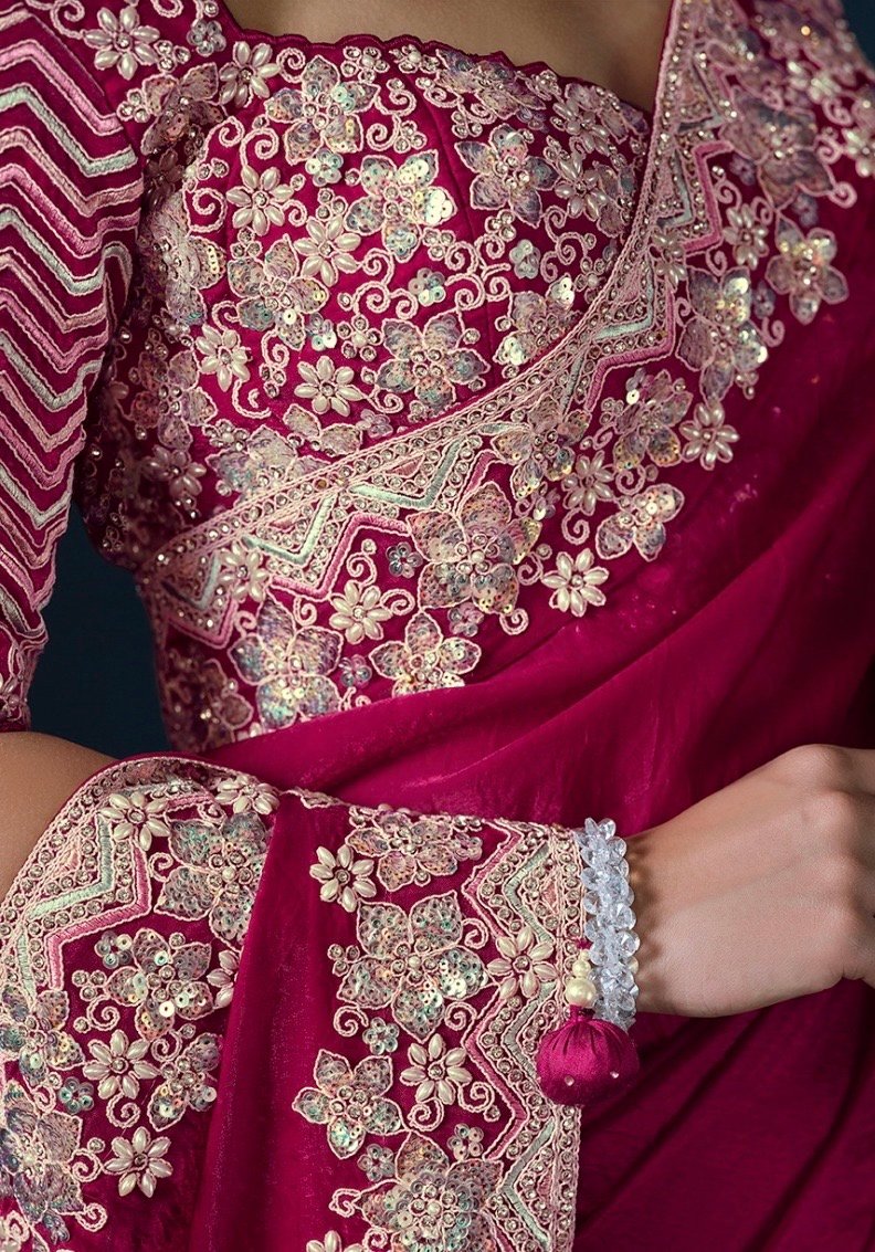 Saree Two Tone Satin Silk - Image 4