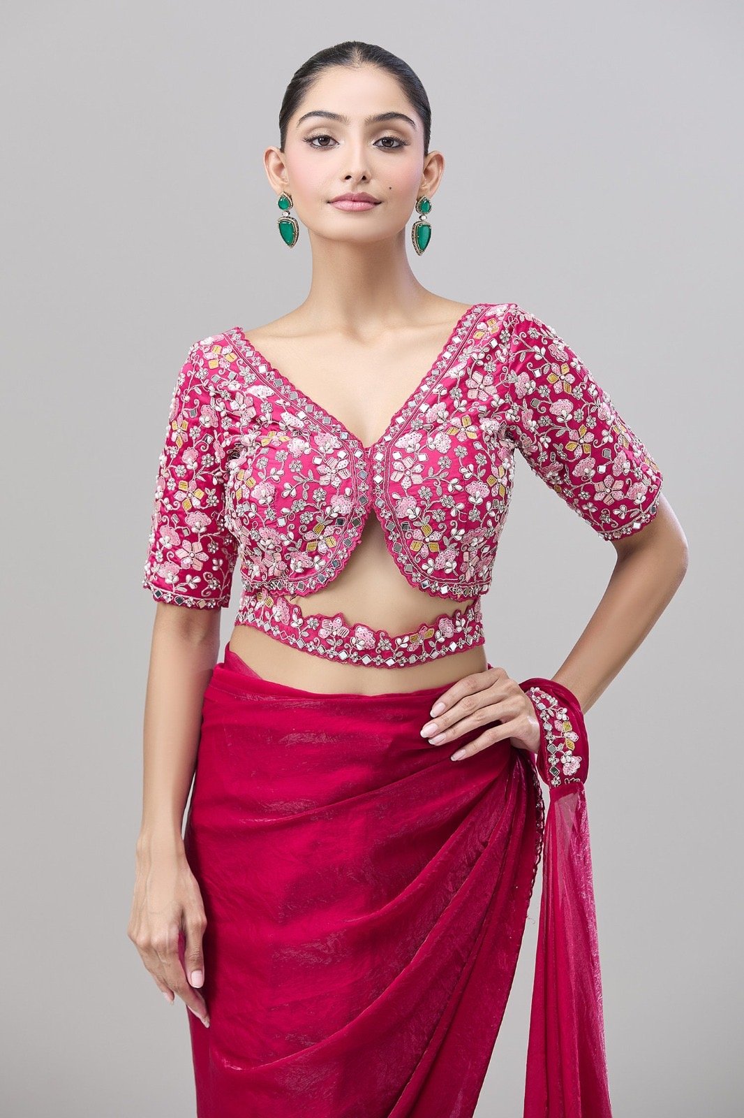 Predrapped Saree Two tone satin - Image 6